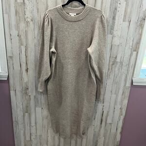 H&M Mama Maternity Tan Brown Sweater Dress Wool Blend Womens Size Medium